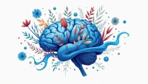 An abstract representation of a brain intertwined with vibrant