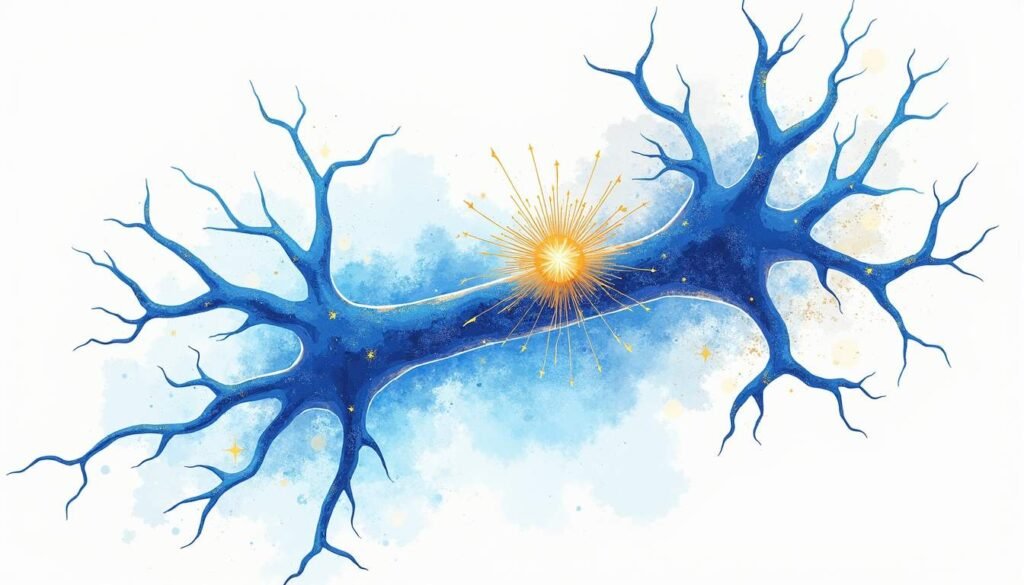 An abstract representation of a neuron and mitochondria intertwined